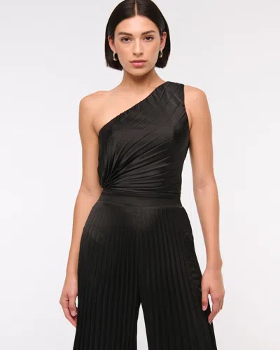 Abercrombie & Fitch The A&f Giselle Pleated One-shoulder Jumpsuit In Black