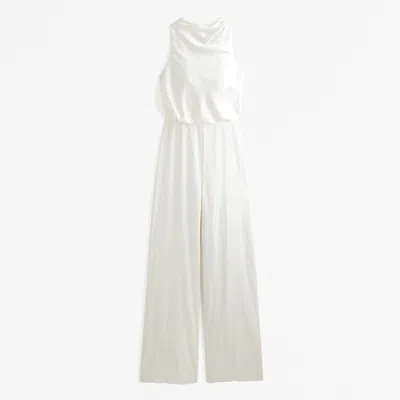 Abercrombie & Fitch High-neck Draped Jumpsuit In White