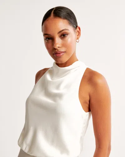 Abercrombie & Fitch High-neck Draped Jumpsuit In White