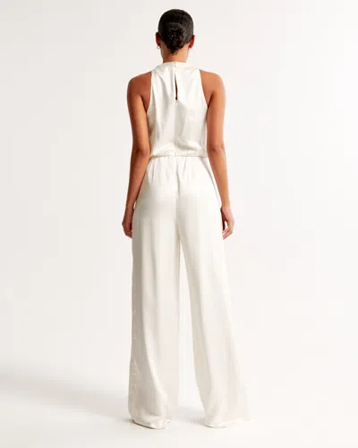 Abercrombie & Fitch High-neck Draped Jumpsuit In White