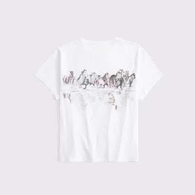 Abercrombie & Fitch Short-sleeve Horses Graphic Skimming Tee In White