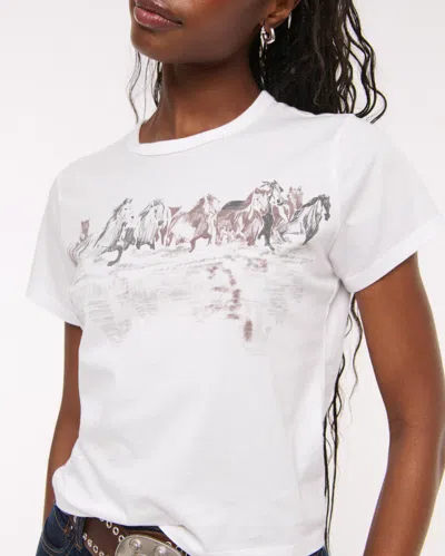 Abercrombie & Fitch Short-sleeve Horses Graphic Skimming Tee In White