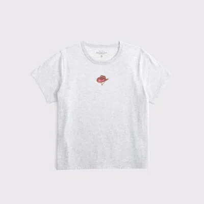 Abercrombie & Fitch Short-sleeve Cowboy Hat Graphic Skimming Tee In Gray