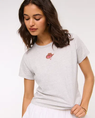 Abercrombie & Fitch Short-sleeve Cowboy Hat Graphic Skimming Tee In Gray