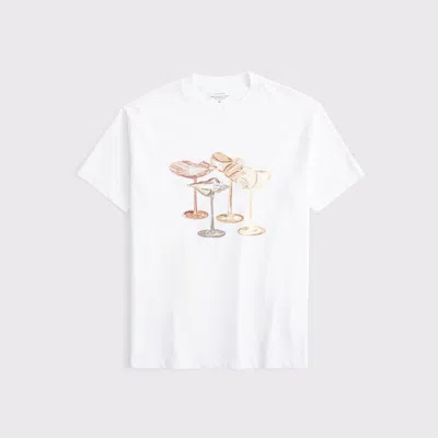 Abercrombie & Fitch Oversized Coastal Drinks Graphic Tee In White
