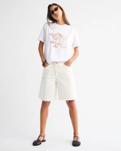 Abercrombie & Fitch Oversized Coastal Drinks Graphic Tee In White