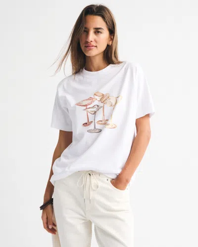 Abercrombie & Fitch Oversized Coastal Drinks Graphic Tee In White