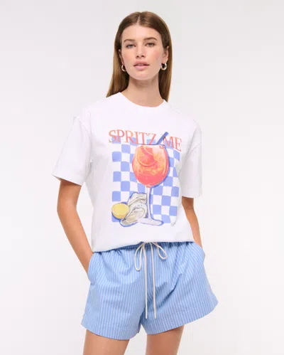 Abercrombie & Fitch Oversized Spritz Me Graphic Tee In White