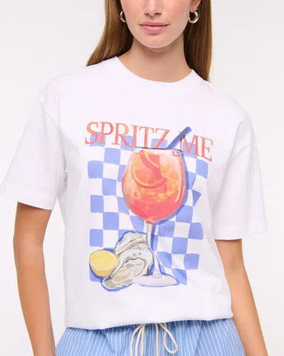Abercrombie & Fitch Oversized Spritz Me Graphic Tee In White