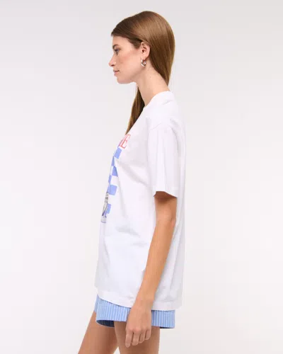 Abercrombie & Fitch Oversized Spritz Me Graphic Tee In White