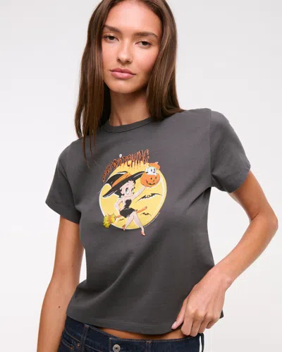 Abercrombie & Fitch Short-sleeve Betty Boop Graphic Skimming Tee In Gray