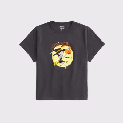 Abercrombie & Fitch Short-sleeve Betty Boop Graphic Skimming Tee In Gray