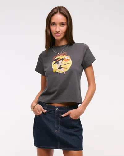 Abercrombie & Fitch Short-sleeve Betty Boop Graphic Skimming Tee In Gray