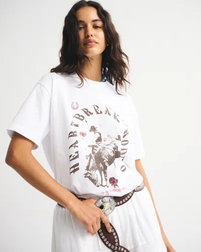 Abercrombie & Fitch Oversized Rodeo Graphic Tee In White