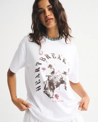 Abercrombie & Fitch Oversized Rodeo Graphic Tee In White