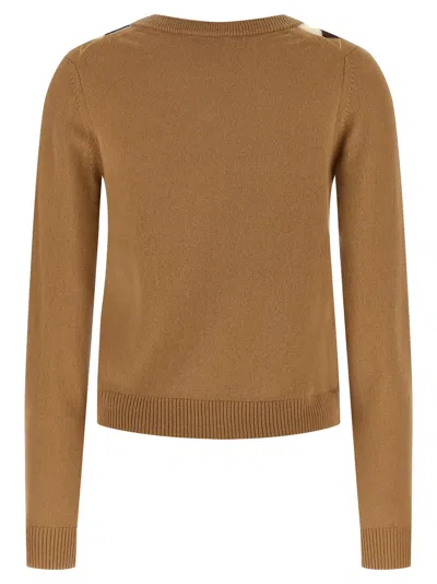 Ganni Diamond-shaped Cardigan Sweaters And Cardigans Beige In Brown