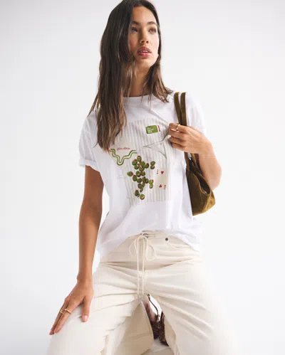 Abercrombie & Fitch Oversized Martini Graphic Tee In White