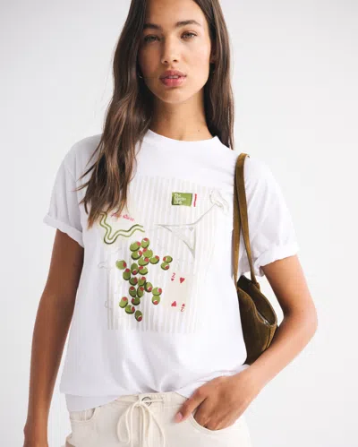 Abercrombie & Fitch Oversized Martini Graphic Tee In White