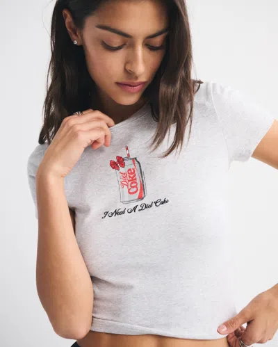 Abercrombie & Fitch Diet Coke Graphic Baby Tee In Gray