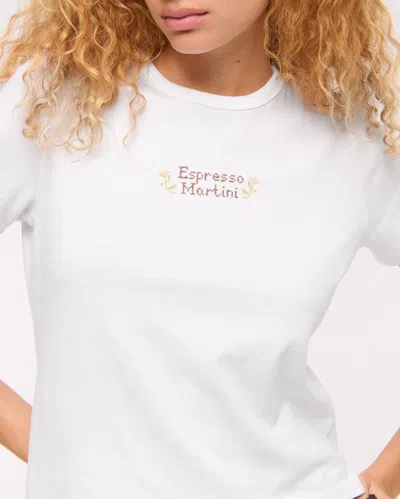 Abercrombie & Fitch Short-sleeve Espresso Martini Graphic Skimming Tee In White