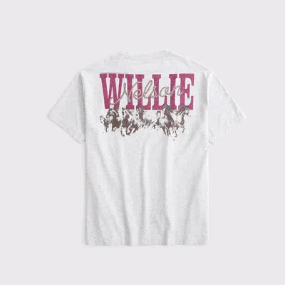 Abercrombie & Fitch Oversized Willie Nelson Graphic Tee In Gray