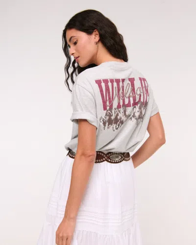 Abercrombie & Fitch Oversized Willie Nelson Graphic Tee In Gray