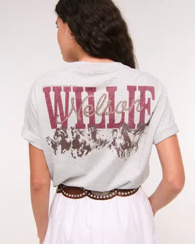 Abercrombie & Fitch Oversized Willie Nelson Graphic Tee In Gray