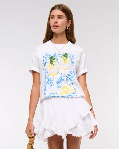 Abercrombie & Fitch Oversized Spritz Graphic Tee In White