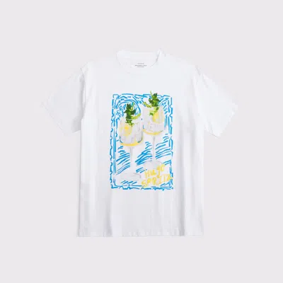 Abercrombie & Fitch Oversized Spritz Graphic Tee In White