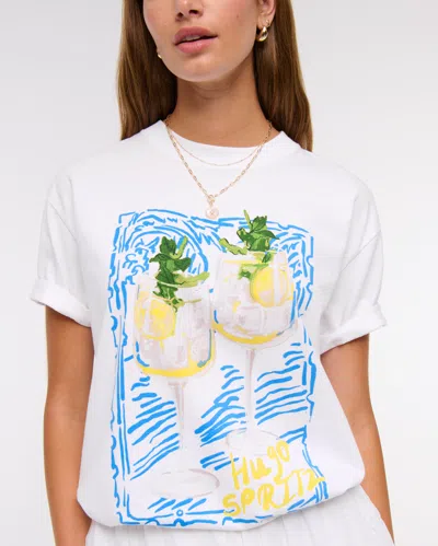 Abercrombie & Fitch Oversized Spritz Graphic Tee In White