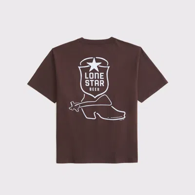 Abercrombie & Fitch Short-sleeve Lone Star Beer Graphic Relaxed Tee In Brown