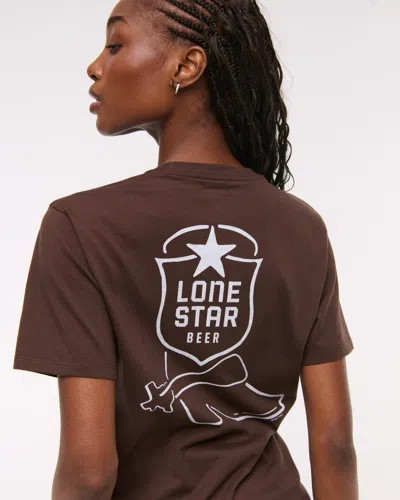 Abercrombie & Fitch Short-sleeve Lone Star Beer Graphic Relaxed Tee In Brown