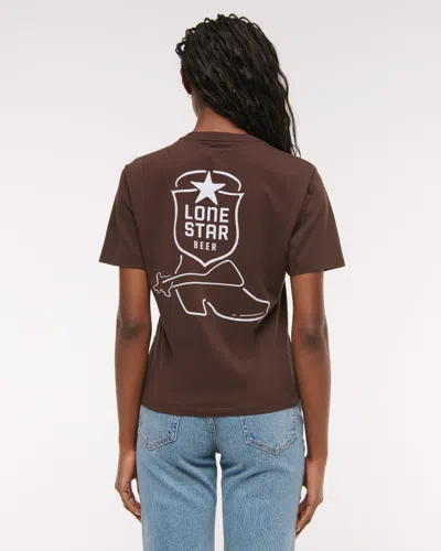 Abercrombie & Fitch Short-sleeve Lone Star Beer Graphic Relaxed Tee In Brown