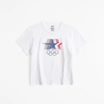 Abercrombie & Fitch Short-sleeve Olympics Graphic Skimming Tee In White
