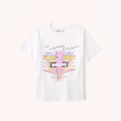 Abercrombie & Fitch Short-sleeve Rolling Stones Graphic Skimming Tee In White