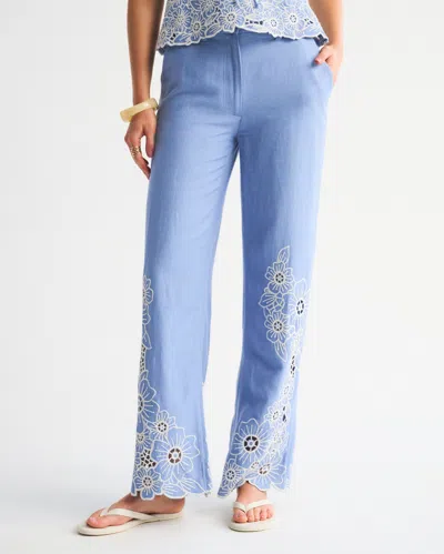 Abercrombie & Fitch Tailored Linen-blend Wide Leg Pant In Blue