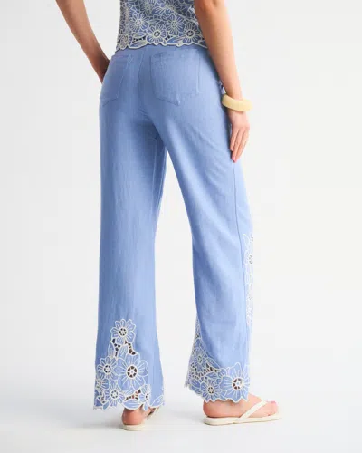 Abercrombie & Fitch Tailored Linen-blend Wide Leg Pant In Blue