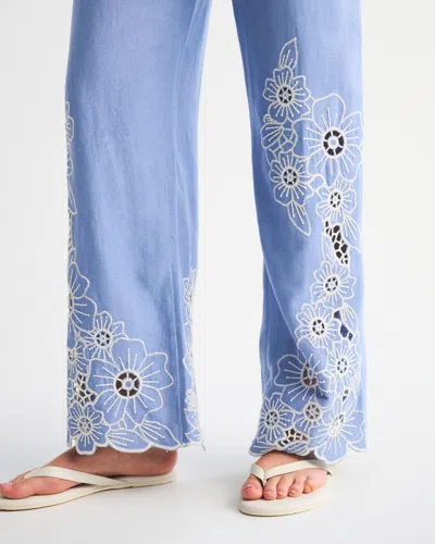 Abercrombie & Fitch Tailored Linen-blend Wide Leg Pant In Blue