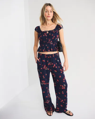 Abercrombie & Fitch Linen-blend Pull-on Pant In Blue