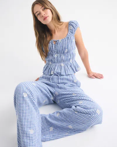 Abercrombie & Fitch Linen-blend Pull-on Pant In Blue