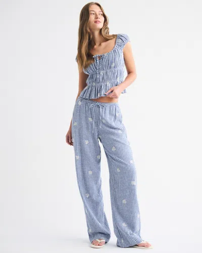 Abercrombie & Fitch Linen-blend Pull-on Pant In Blue