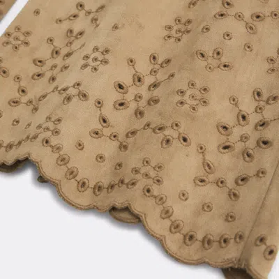 Abercrombie & Fitch Curve Love High Rise Slim Boot Vegan Suede Pant In Brown