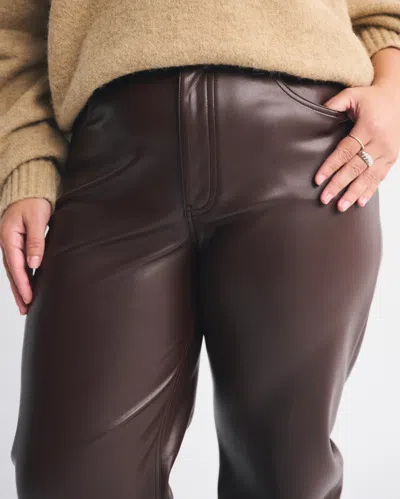Abercrombie & Fitch Curve Love High Rise 90s Relaxed Vegan Leather Pant In Brown