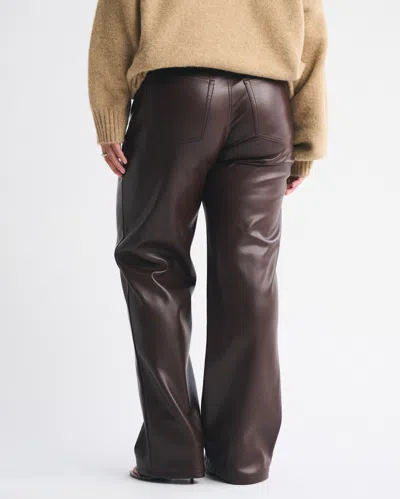 Abercrombie & Fitch Curve Love High Rise 90s Relaxed Vegan Leather Pant In Brown
