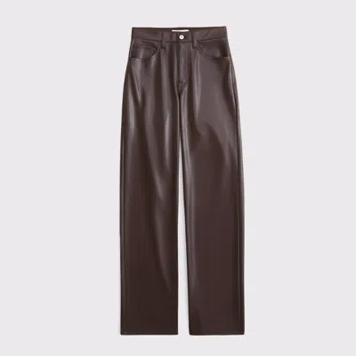 Abercrombie & Fitch High Rise 90s Relaxed Vegan Leather Pant In Brown