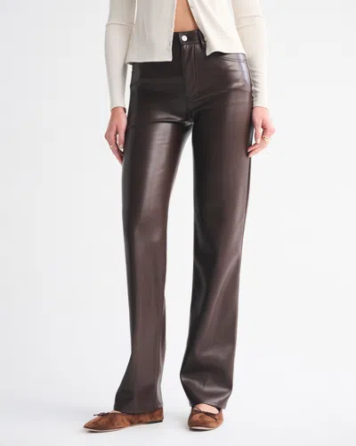 Abercrombie & Fitch High Rise 90s Relaxed Vegan Leather Pant In Brown