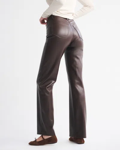 Abercrombie & Fitch High Rise 90s Relaxed Vegan Leather Pant In Brown