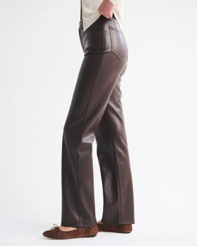 Abercrombie & Fitch High Rise 90s Relaxed Vegan Leather Pant In Brown