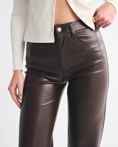 Abercrombie & Fitch High Rise 90s Relaxed Vegan Leather Pant In Brown