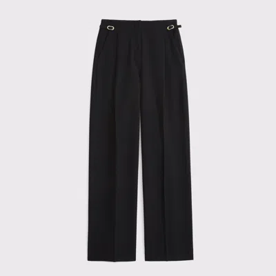 Abercrombie & Fitch A&f Sloane Tailored Hardware Wide Leg Pant In Black